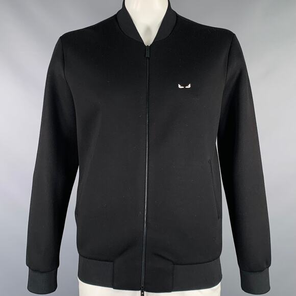 FENDI Size 42 Black Viscose Zip Up Jacket - Picture 1 of 9